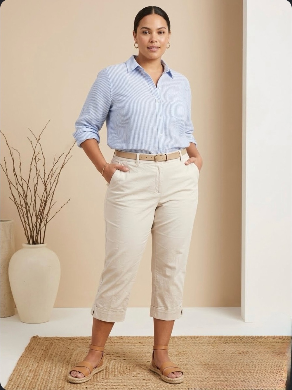 Lane Bryant White Pedal Capri Pants Modern Stretch Crop Plus Size 16 Neutral